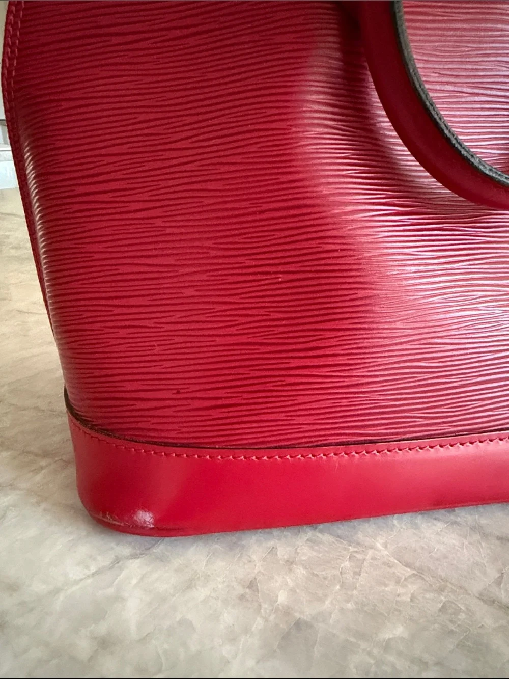 Louis Vuitton Red Epi Leather Alma Top-Handle Bag
